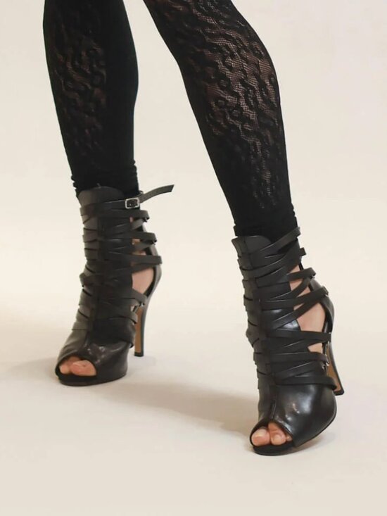 Burju Shoes - Burju Nyx – The Strappy Vegan Leather Open-Toe Ankle Bootie for Street & Dance